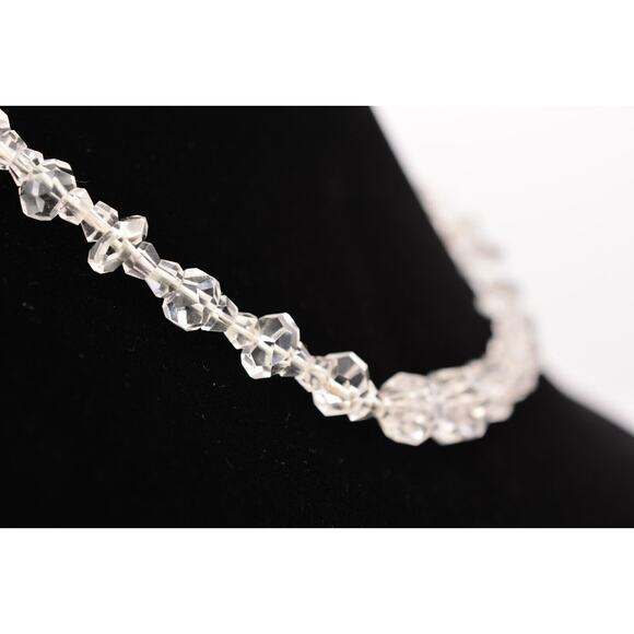 Vintage Crystal Beaded Collar Necklace Clear Faceted D.B. Metal Signed Bin3A - Picture 6 of 12